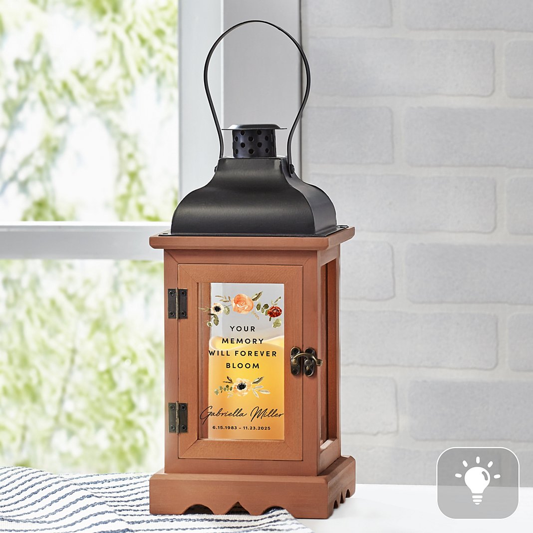 Blooms With Love Memorial Wood Lantern